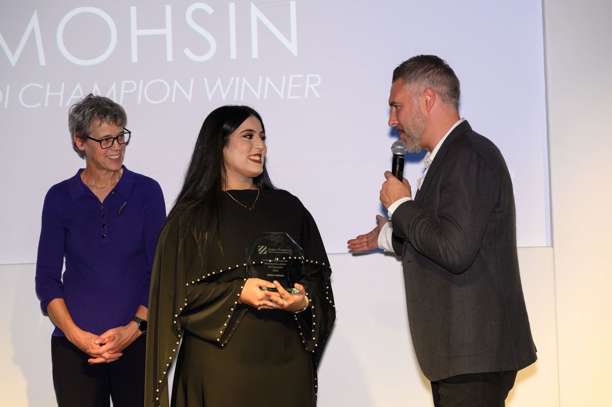 MAHA MOHSIN WINS LORD'S TAVERNERS IMPACT AWARD